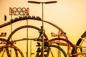 Europe, Germany, Bavaria, Upper Bavaria, Munich, Oktoberfest, 'Barth und Sohn', looping (fun) ride Europe, Germany, Bavaria, Upper Bavaria, Munich, Oktoberfest, 'Barth und Sohn', looping (fun) ride