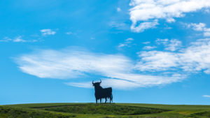 Europe, Spain, Andalusia, bull, statue of steel, landmark of Andalusia, on the way from Cordoba to Seville Europe, Spain, Andalusia, bull, statue of steel, landmark of Andalusia, on the way from Cordoba to Seville