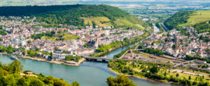 Bingen-Bingerbrück and Nahe estuary, Niederwald, Hesse, Germany Bingen-Bingerbrück and Nahe estuary, Niederwald, Hesse, Germany