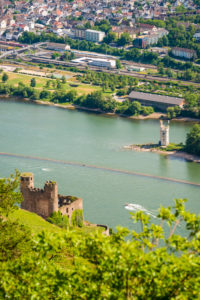 Rossel view of Bingen and Bingerbrück with ruins of Ehrenfels and the Mäuseturm, Rossel view of Bingen and Bingerbrück with ruins of Ehrenfels and the Mäuseturm,