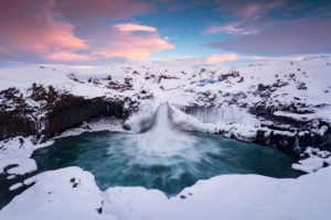 Iceland, waterfall, water, winter, snow, ice, light, atmosphere, sky, clouds, colourful, Aldeyarfoss Iceland, waterfall, water, winter, snow, ice, light, atmosphere, sky, clouds, colourful, Aldeyarfoss