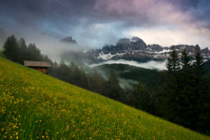 Vajolet towers and Rosengarten (mountains) in the Dolomites, Italy