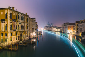 Grand Canal at night, Palazzo Cavalli-Franchetti, Santa Maria della Salute, Venice, historic center, Veneto, Italy, northern Italy, Rialto, Europe Grand Canal at night, Palazzo Cavalli-Franchetti, Santa Maria della Salute, Venice, historic center, Veneto, Italy, northern Italy, Rialto, Europe