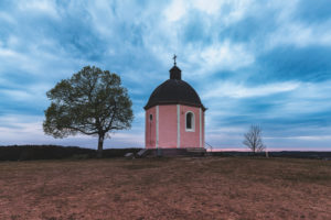 Blue hour, old mountain, chapel, Böttingen, Swabian Alb, Baden-Württemberg, Germany, Europe Blue hour, old mountain, chapel, Böttingen, Swabian Alb, Baden-Württemberg, Germany, Europe