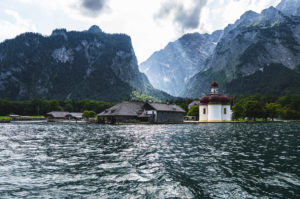 Koenigssee, St. Bartholomä Church, Berchtesgadener Land, Berchtesgaden, Bavaria, Germany, Europe Koenigssee, St. Bartholomä Church, Berchtesgadener Land, Berchtesgaden, Bavaria, Germany, Europe