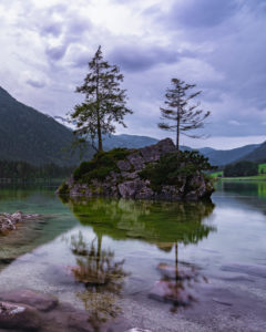 Hintersee, evening, reflections in the water, Ramsau, Berchtesgadener Land, Berchtesgaden, Bavaria, Germany, Europe Hintersee, evening, reflections in the water, Ramsau, Berchtesgadener Land, Berchtesgaden, Bavaria, Germany, Europe