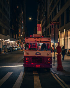 Street food, at night, New York City, Manhattan, USA Street food, at night, New York City, Manhattan, USA