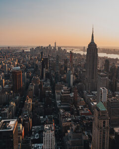 Sunset, New York City, city overview of SUMMIT One Vanderbilt, Empire State Building, One World, Manhattan, USA Sunset, New York City, city overview of SUMMIT One Vanderbilt, Empire State Building, One World, Manhattan, USA