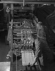 A working day at a printing office, Germany 1930s. A working day at a printing office, Germany 1930s.