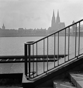 View from Deutz to the skyline of Cologne with Hohenzollern railway bridge, Germany 1930s. View from Deutz to the skyline of Cologne with Hohenzollern railway bridge, Germany 1930s.