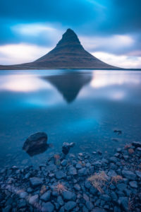 Europe, Northern Europe, Iceland, Snaefellsnes, Grundarfjördur, reflection of the Kirkjufell in a small lake Europe, Northern Europe, Iceland, Snaefellsnes, Grundarfjördur, reflection of the Kirkjufell in a small lake