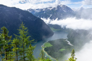 Germany, Bavaria, Berchtesgaden region, Berchtesgaden, view from the Archenkanzel to the Königssee Germany, Bavaria, Berchtesgaden region, Berchtesgaden, view from the Archenkanzel to the Königssee