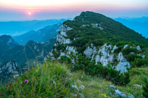 Europe, Germany, Bavaria, Alpine upland, Benediktbeuern, sunrise on the Benediktenwand Europe, Germany, Bavaria, Alpine upland, Benediktbeuern, sunrise on the Benediktenwand