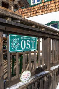 Europe, Austria, Berchtesgaden Alps, Salzburg, Werfen, Ostpreussenhütte, sign on the terrace of the Ostpreussenhütte Europe, Austria, Berchtesgaden Alps, Salzburg, Werfen, Ostpreussenhütte, sign on the terrace of the Ostpreussenhütte