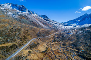 Aerial shots Flüela Pass, canton of Graubünden, Landwassertal, Switzerland Aerial shots Flüela Pass, canton of Graubünden, Landwassertal, Switzerland