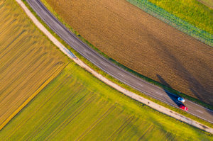 Aerial view street, arable land in autumn, Rems-Murr-Kreis, Baden Württemberg, Germany Aerial view street, arable land in autumn, Rems-Murr-Kreis, Baden Württemberg, Germany