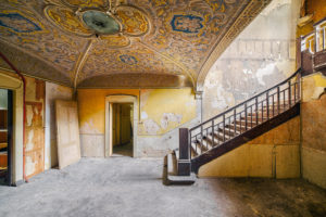 Stairwell in an abandoned villa with stuccoed ceiling Stairwell in an abandoned villa with stuccoed ceiling