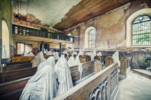 abandoned church with ghost dolls abandoned church with ghost dolls