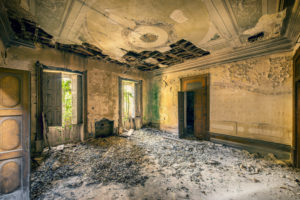 empty room in a derelicted castle with collapsed ceiling empty room in a derelicted castle with collapsed ceiling