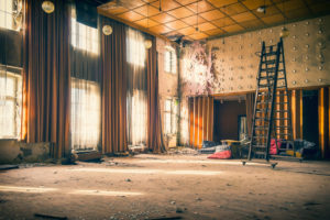 small dancing-hall in a former theatre with ladder small dancing-hall in a former theatre with ladder
