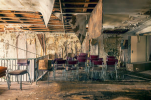 row of chairs in a former theatre row of chairs in a former theatre