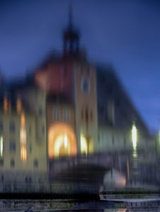 Houses reflecting in the water of the Danube in Regensburg, Houses reflecting in the water of the Danube in Regensburg,