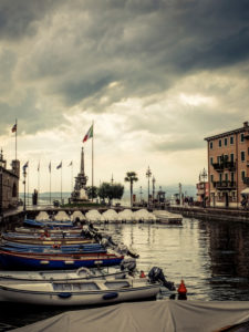 Lake Garda: Port of Lazise with a dramatic sky after a thunderstorm Lake Garda: Port of Lazise with a dramatic sky after a thunderstorm