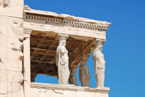 The Caryatids in front of the Erechtheion, a famous temple on the Acropolis in Athens The Caryatids in front of the Erechtheion, a famous temple on the Acropolis in Athens