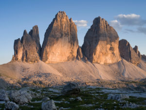 Evening at Tre Cime di Lavaredo, Sexten Dolomites nature reserve, Italy Evening at Tre Cime di Lavaredo, Sexten Dolomites nature reserve, Italy