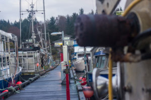 Boats at the jetty, autumn, Vancouver Island, Canada Boats at the jetty, autumn, Vancouver Island, Canada