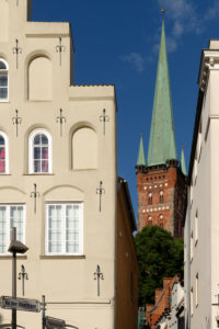 View of the Petrikirche in the old town of Lübeck, UNESCO World Heritage, Lübeck, Schleswig-Holstein, Germany View of the Petrikirche in the old town of Lübeck, UNESCO World Heritage, Lübeck, Schleswig-Holstein, Germany