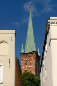 View of the Petrikirche in the old town of Lübeck, UNESCO World Heritage, Lübeck, Schleswig-Holstein, Germany View of the Petrikirche in the old town of Lübeck, UNESCO World Heritage, Lübeck, Schleswig-Holstein, Germany