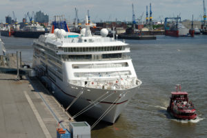 View from Dockland to the Altona cruise terminal with the cruise ship "Europa 2" in Hamburg, Altona, Hamburg, Elbe, Port of Hamburg, Hanseatic City, Germany View from Dockland to the Altona cruise terminal with the cruise ship "Europa 2" in Hamburg, Altona, Hamburg, Elbe, Port of Hamburg, Hanseatic City, Germany