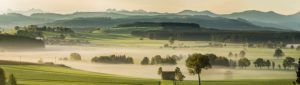 Morning fog above the hilly scenery of Allgäu near Leutkirch, Baden-Wuerttemberg, Germany, Morning fog above the hilly scenery of Allgäu near Leutkirch, Baden-Wuerttemberg, Germany,