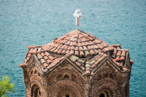 The church of St. John of Kaneo (Sveti Jovan Kaneo) from the 13th century stands directly on the edge of Ohridsko Ezero, Ohrid, Macedonia. The church of St. John of Kaneo (Sveti Jovan Kaneo) from the 13th century stands directly on the edge of Ohridsko Ezero, Ohrid, Macedonia.