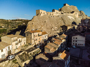 Old houses and caves built in tuff in Sperlinga (Enna), Sicily, Italy.