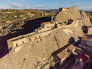 Old houses and caves built in tuff in Sperlinga (Enna), Sicily, Italy.