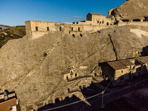 Old houses and caves built in tuff in Sperlinga (Enna), Sicily, Italy.