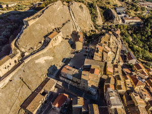 Old houses and caves built in tuff in Sperlinga (Enna), Sicily, Italy.