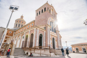 The pilgrimage church with the famous Black Madonna of Tindari (Messina), Sicily, Italy, is located on a mountain.