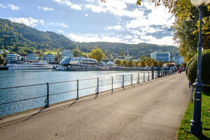 On a sunny fall day on the shores of Lake Constance. Bregenz, Vorarlberg, Austria.