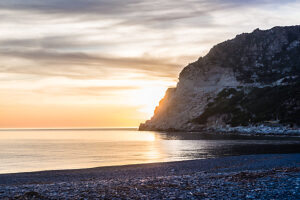 Sunset atmosphere on the beach at Albo on Cap Corse, Corsica, France. Sunset atmosphere on the beach at Albo on Cap Corse, Corsica, France.