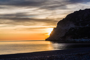 Sunset atmosphere on the beach at Albo on Cap Corse, Corsica, France. Sunset atmosphere on the beach at Albo on Cap Corse, Corsica, France.