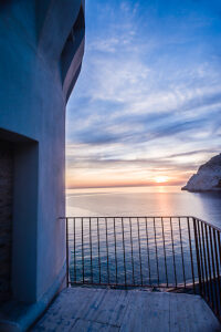 The Genoa Tower on Marine d'Albo beach near Ogliastro at sunset, Corsica, France The Genoa Tower on Marine d'Albo beach near Ogliastro at sunset, Corsica, France