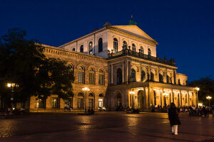 View of the opera house on Opernplatz in the evening, Hanover, Lower Saxony, Germany. View of the opera house on Opernplatz in the evening, Hanover, Lower Saxony, Germany.