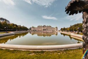 Vienna, Austria, Europe, Castle Belvedere, Garden with Fountain Pool and Flowers, Copyspace, Vienna, Austria, Europe, Castle Belvedere, Garden with Fountain Pool and Flowers, Copyspace,
