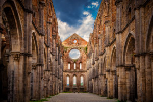 Europe, Italy, Abbazia di San Galgano, Monticiano, Tuscany, Ruin of abandoned abbey, Europe, Italy, Abbazia di San Galgano, Monticiano, Tuscany, Ruin of abandoned abbey,