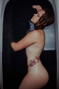 Woman in bathtub is thinking, sad feeling, Woman in bathtub is thinking, sad feeling,