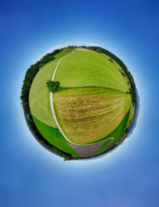 Europe, Germany, Bavaria, Alps, Chiemgau, Simssee, Countryside, Hirnsberg, Bad Endorf, Tiny Planet,