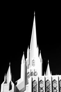 San Diego, the United States, white tower of San Diego California Temple / The Church of Jesus Christ of Latter-day Saints in the back light San Diego, the United States, white tower of San Diego California Temple / The Church of Jesus Christ of Latter-day Saints in the back light